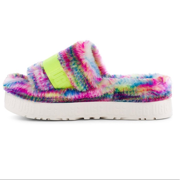Ugg Fluffita bright multi color slippers. Slides. SZ. 8. NIB NWT - Picture 3 of 13